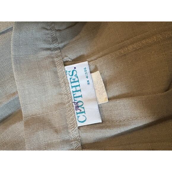 Just Clothes Vintage Women's 16 Linen Feel Beige Pleated Midi Skirt EUC - Picture 3 of 5
